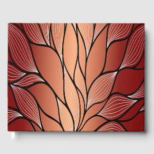 Rustic Coppery Bronze Leave Pattern Guest Book