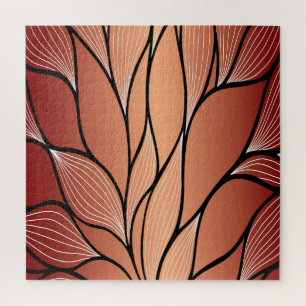 Rustic Coppery Bronze Leave Pattern  Jigsaw Puzzle