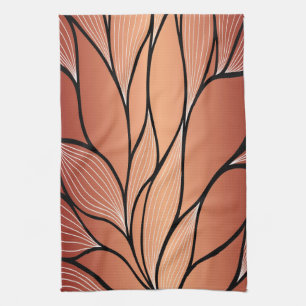 Rustic Coppery Bronze Leave Pattern  Kitchen Towel