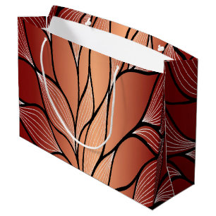 Rustic Coppery Bronze Leave Pattern  Large Gift Bag