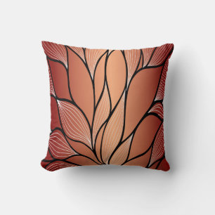 Rustic Coppery Bronze Leave Pattern  Throw Pillow