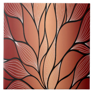 Rustic Coppery Bronze Leave Pattern  Tile