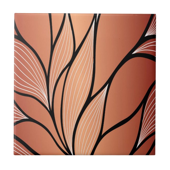 Rustic Coppery Bronze Leave Pattern  Tile (Front)