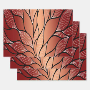 Rustic Coppery Bronze Leave Pattern  Wrapping Paper Sheet