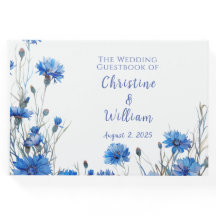 Rustic Cornflowers Personalized Wedding Guest Book