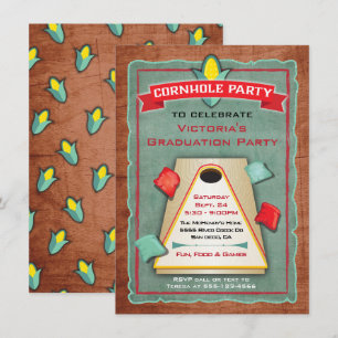 Rustic Cornhole Bean Bag Toss Party Invitation