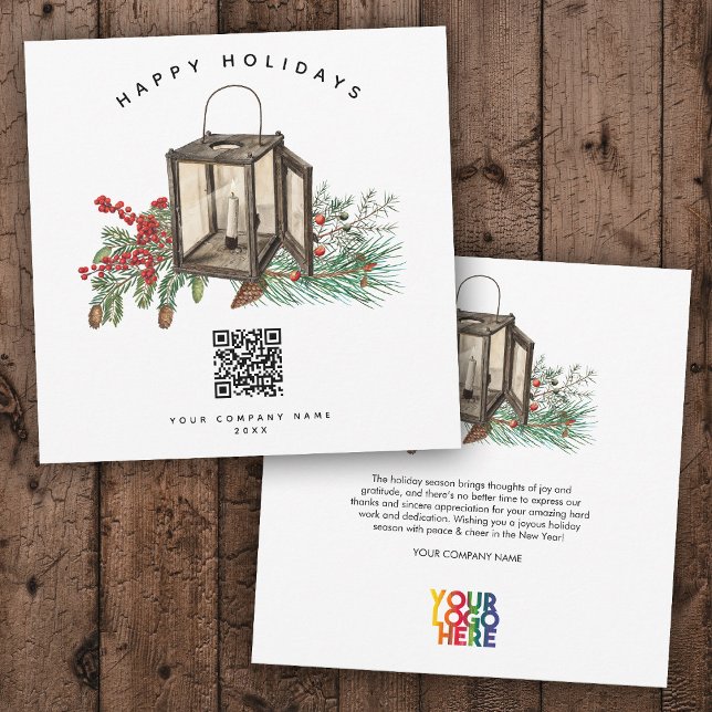 Rustic Corporate Business QR Code Christmas Card (Rustic Corporate Business QR Code Christmas Card)