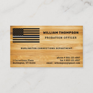Rustic Correctional Officer Thin Grey Line Wood Business Card