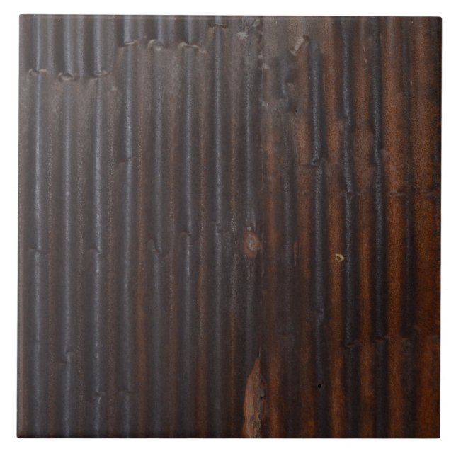 Rustic Corrugated Rusty Metal Tile (Front)