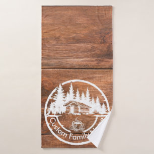 Rustic Cottage Cabin Barn   Custom Family Name Bath Towel