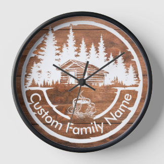 Rustic Cottage Cabin Barn | Custom Family Name Clock