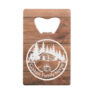Rustic Cottage Cabin Barn | Custom Family Name Credit Card Bottle Opener