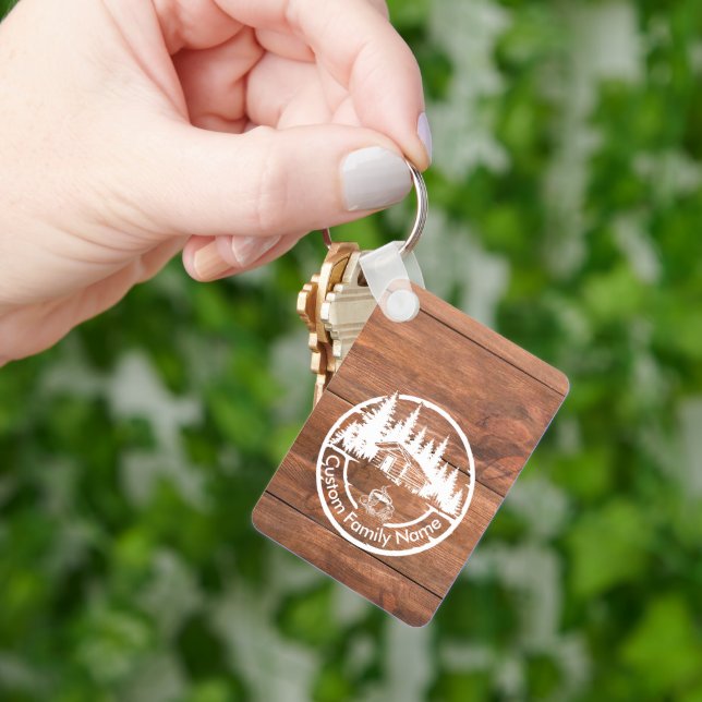 Rustic Cottage Cabin Barn | Custom Family Name Keychain (Hand)