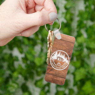 Rustic Cottage Cabin Barn   Custom Family Name Keychain
