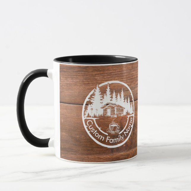 Rustic Cottage Cabin Barn | Custom Family Name Mug (Left)