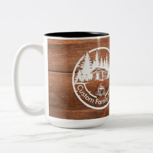 Rustic Cottage Cabin Barn   Custom Family Name Two-Tone Coffee Mug
