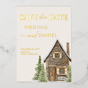 Rustic Cottage Cabin Winter Holiday Save The Date