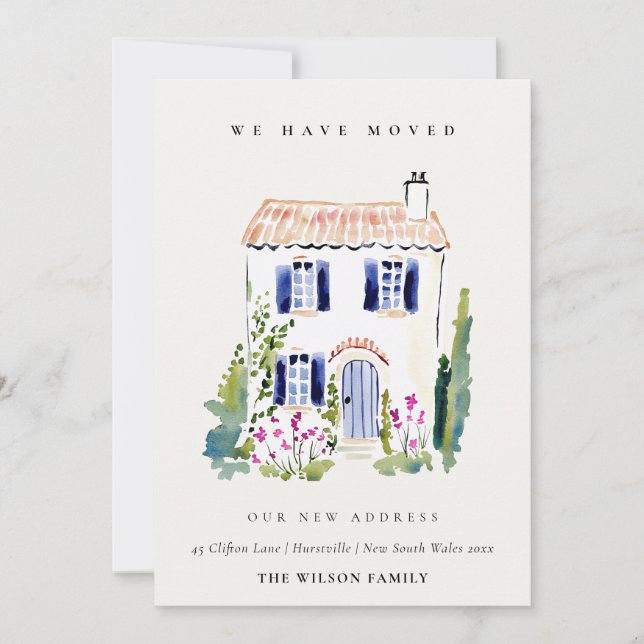 Rustic Cottage Landscape Home We have Moved Card (Front)