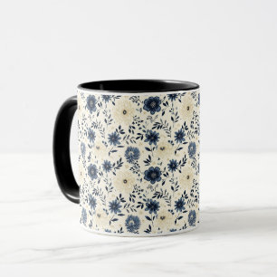 Rustic Cottagecore Blue Floral Garden Mug