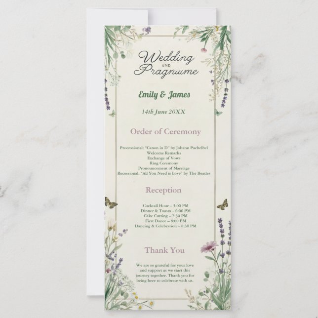 Rustic Cottagecore Wedding Program (Front)