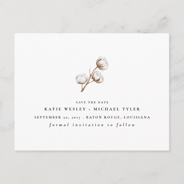 Rustic Cotton Announcement Postcard (Front)