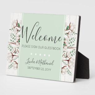 Rustic Cotton Farm Welcome Wedding Guestbook Sign Plaque