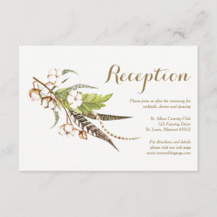 Rustic Cotton Floral Wedding Reception Card