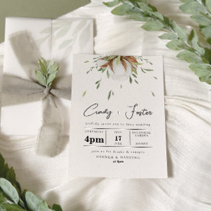 Rustic Cotton Greenery Wedding Invitation