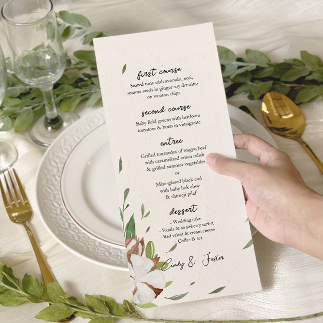 Rustic Cotton Greenery Wedding Menu (Creator Uploaded)