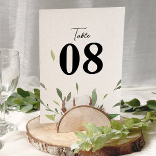 Rustic Cotton Greenery Wedding Table Numbers