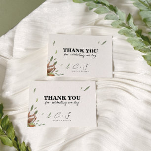 Rustic Cotton Greenery Wedding Thank You Card