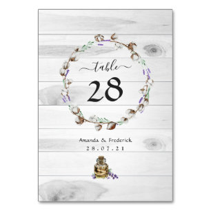 Rustic Cotton Lavender Table Number