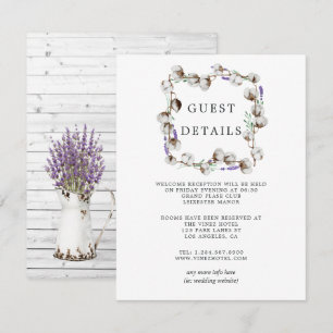 Rustic Cotton Lavender Wedding Guest Details Enclosure Card