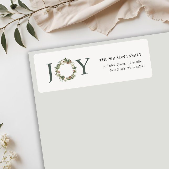 Rustic Cotton Pine Joy Christmas Wreath Address (Creator Uploaded)