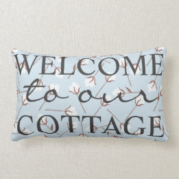 Rustic Cotton Welcome To Our Cottage - Family Name Lumbar Pillow