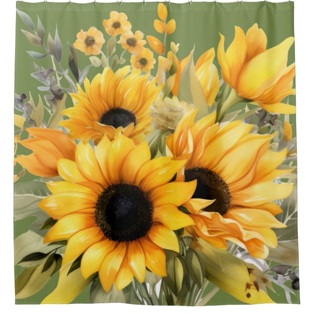 Rustic Country Americana Sunflower Shower Curtains (Front)