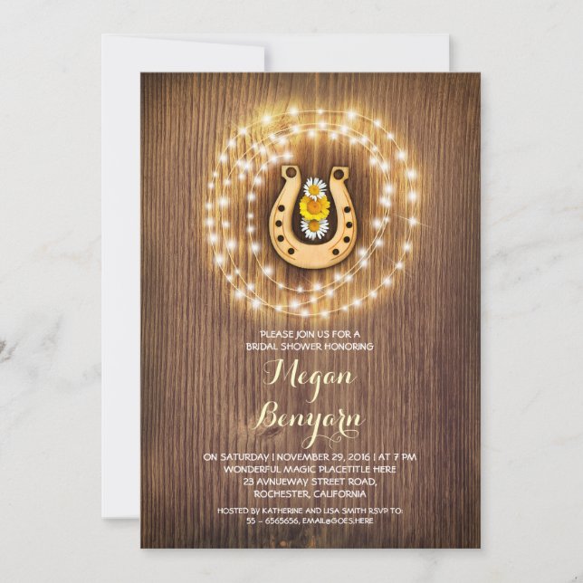 rustic country and cute bridal shower invites (Front)