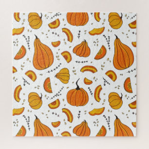 Rustic Country Autumn Fall Pumpkin Jigsaw Puzzle