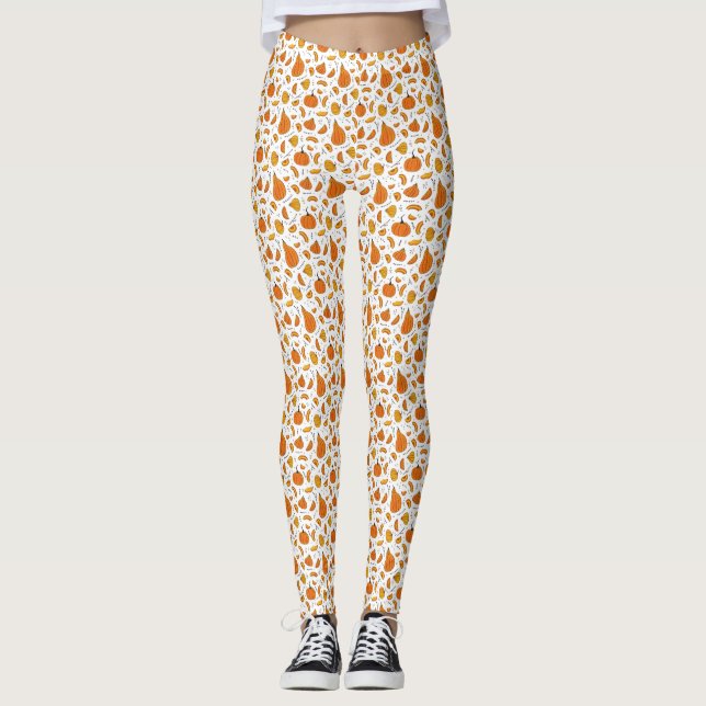 Rustic Country Autumn Fall Pumpkin Leggings (Front)