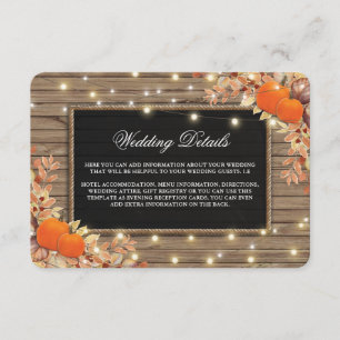 Rustic Country Autumn Fall Wedding Details Enclosure Card