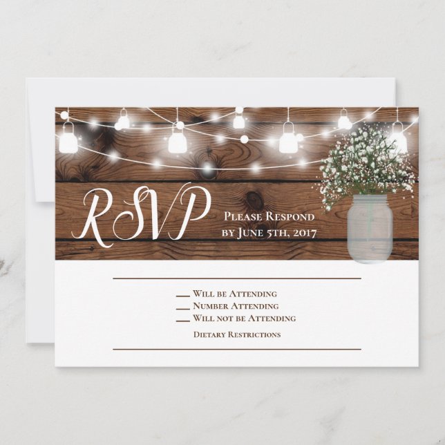 Rustic Country Babys Respirer Wood Wedding Carte R (Devant)