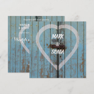 Rustic country bard door wedding invitation