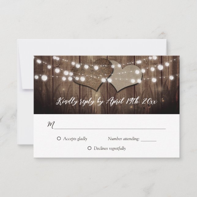 Rustic Country Barn Backyard Wedding RSVP Cards (Front)