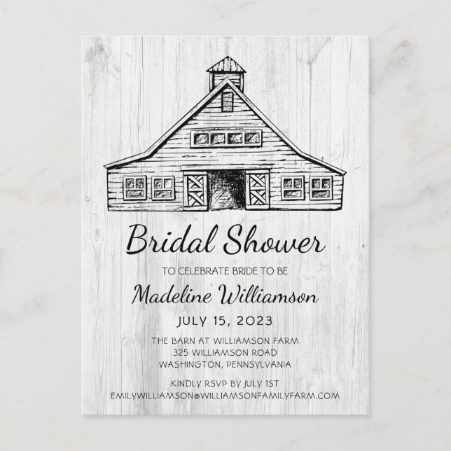 Rustic Country Barn Simple Wood  Save The Date  Announcement Postcard (Front)
