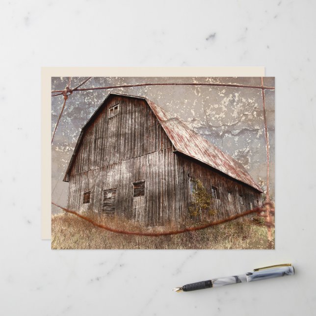 Rustic Country Barn Vintage Texture Grey Sky (Front/Back In Situ)