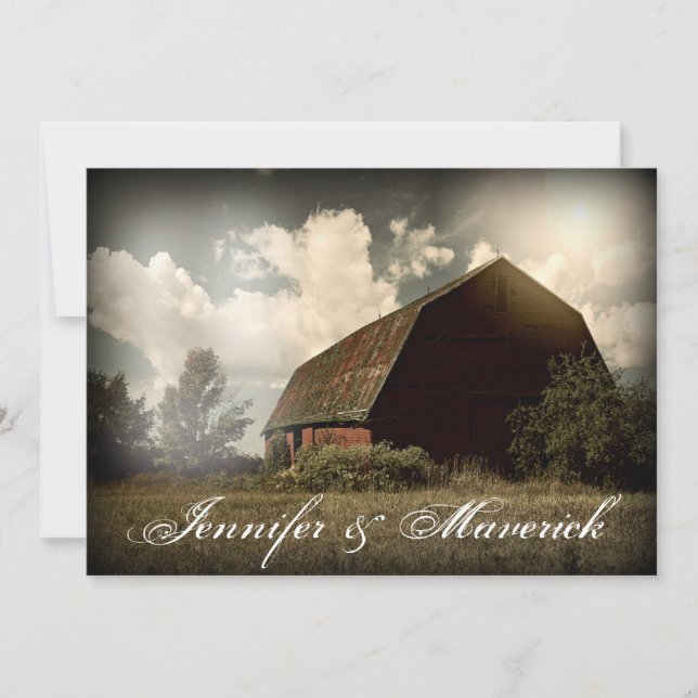 Rustic Country Barn Wedding Invitations (Front)
