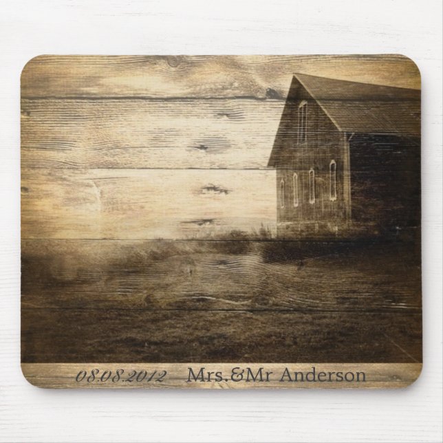 Rustic Country Barn Wood Barn Wedding Mouse Pad (Front)