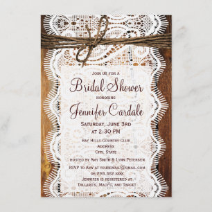Rustic Country Barn Wood Bridal Shower Invitations