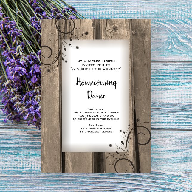 Rustic Country Barn Wood Homecoming Dance Invitation (Creator Uploaded)