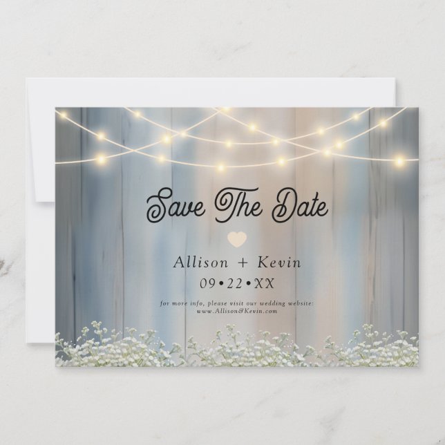 Rustic Country Barn Wood Horizontal Save the Date  (Front)